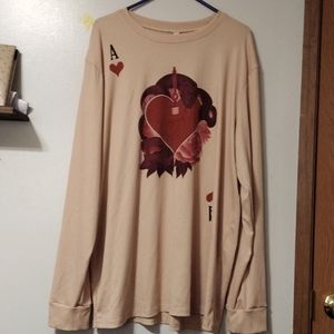 Men's Plus size, Long Sleeve Tan shirt Printed